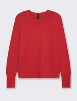 Donna Piazza Italia Donna|Maglieria<Maglia modello girocollo in maglia fine di viscosa con dettaglio bottoni su polsi -