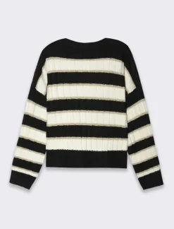 Donna Piazza Italia Donna|Maglieria<Maglia pullover manica lunga, a strische con spalle cadenti vestibilità comoda - var 1