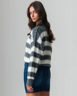 Donna Piazza Italia Donna|Maglieria<Maglia pullover manica lunga, a strische con spalle cadenti vestibilità comoda - var 2