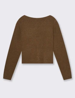 Donna Piazza Italia Maglieria<Maglia scollo a barca con lavorazione a costine - tabacco