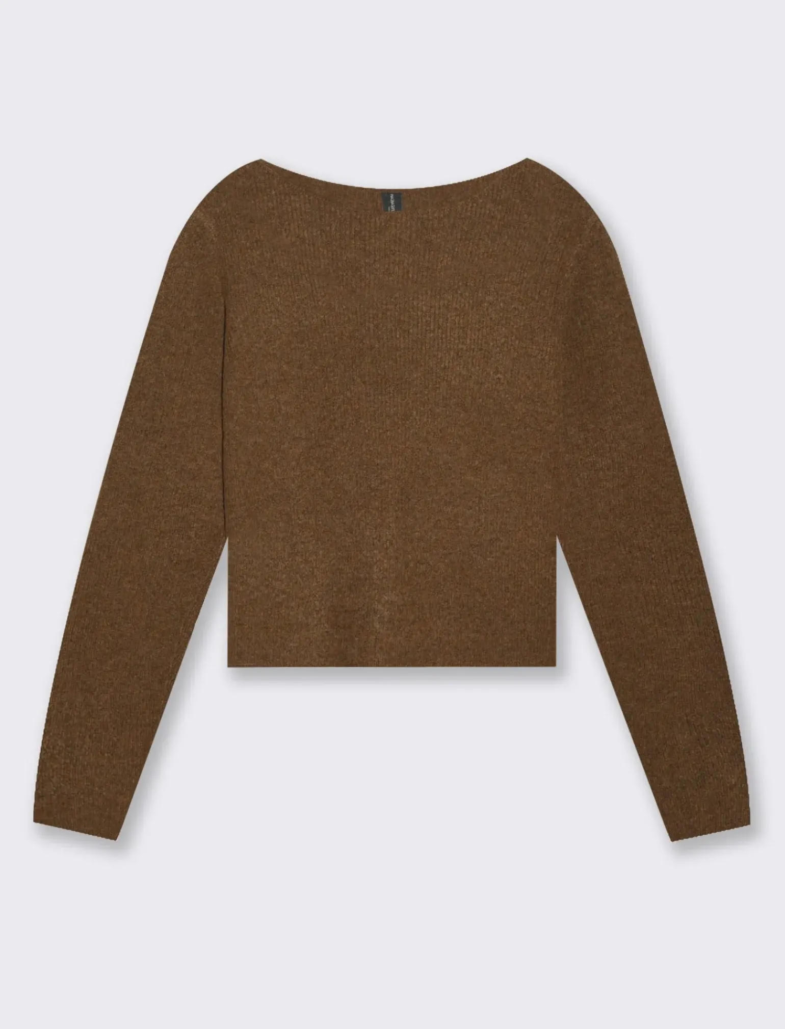 Donna Piazza Italia Maglieria<Maglia scollo a barca con lavorazione a costine - tabacco