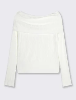 Donna Piazza Italia Maglieria<Maglia scollo a barca in costina - latte