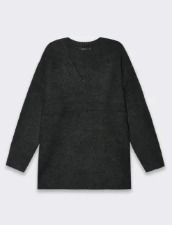 Donna Piazza Italia Donna|Maglieria<Maglia scollo a v con maniche lunghe e vestibiilità confort - Antracite melange