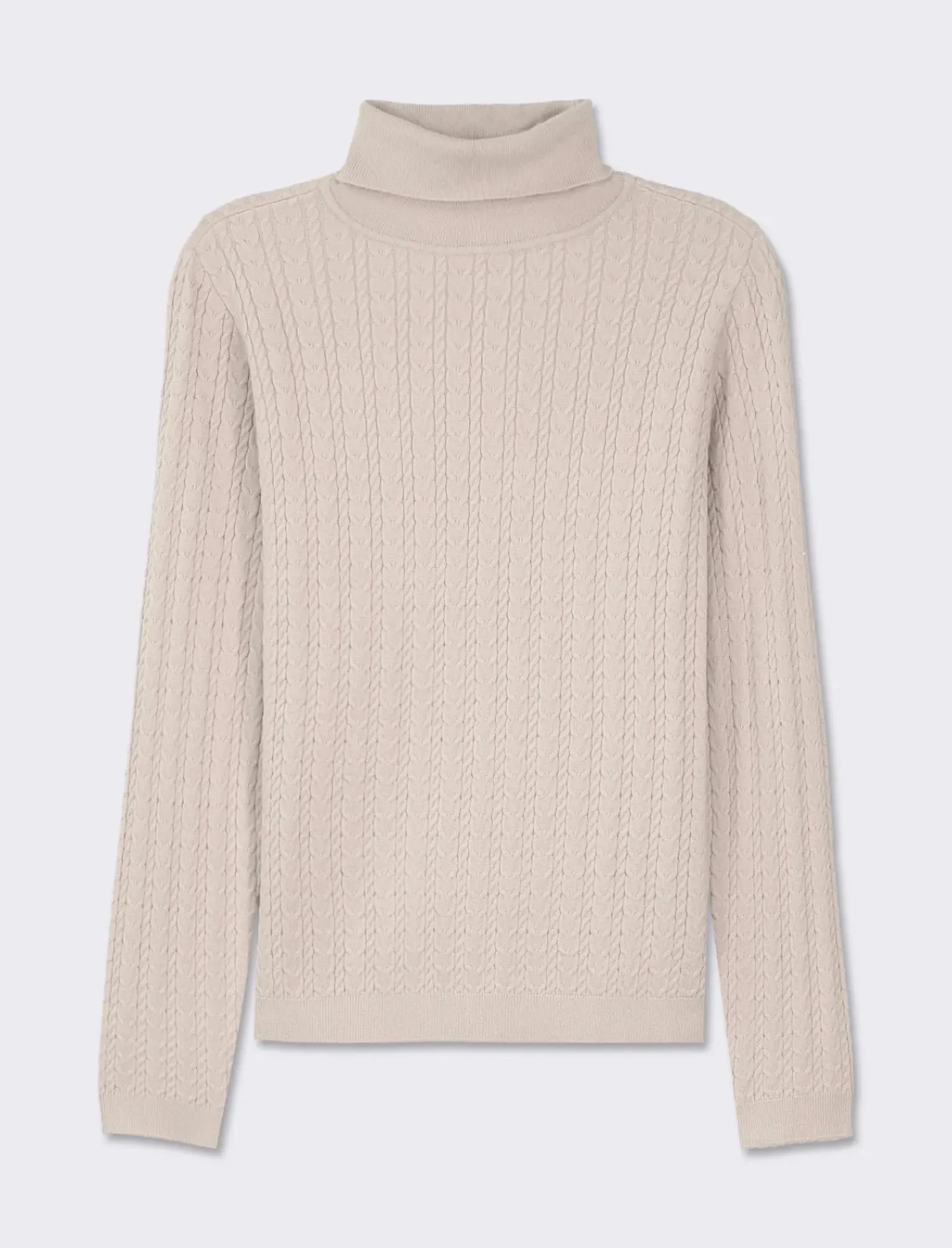 Donna Piazza Italia Donna|Maglieria<Maglia slim in morbido filato collo lato e lavorazione trecce - Sabbia