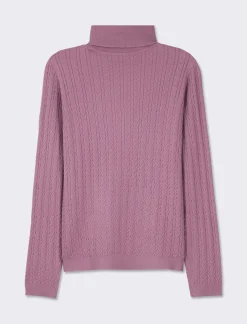 Donna Piazza Italia Donna|Maglieria<Maglia slim in morbido filato collo lato e lavorazione trecce - malva