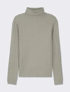 Donna Piazza Italia Donna|Maglieria<Maglia slim in morbido filato collo lato e lavorazione trecce - Verdino