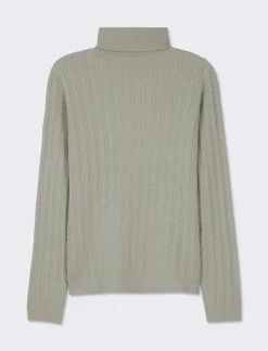 Donna Piazza Italia Donna|Maglieria<Maglia slim in morbido filato collo lato e lavorazione trecce - Verdino