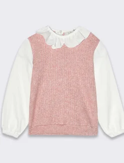 Piazza Italia Neonata<Maglia tessuti combinati - Rosa