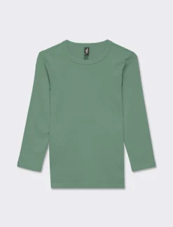 Donna Piazza Italia Donna|Maglieria<Maglietta basic girocollo manica lunga in cotone a costina - foresta