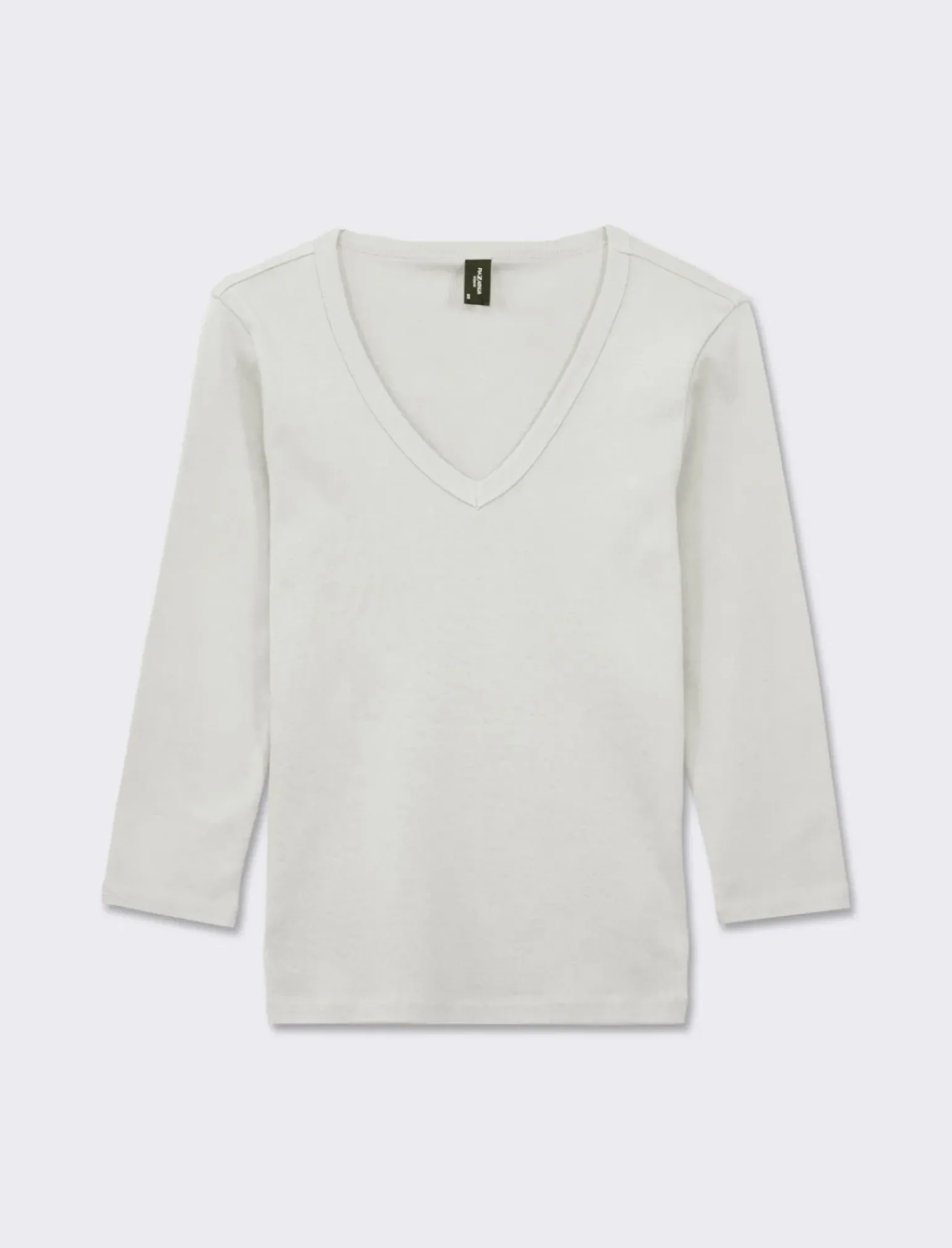 Donna Piazza Italia Donna|Maglieria<Maglietta basic scollo a V manica lunga in cotone a costina - latte