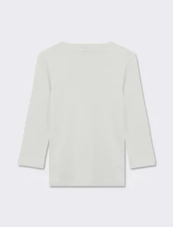 Donna Piazza Italia Donna|Maglieria<Maglietta basic scollo a V manica lunga in cotone a costina - latte