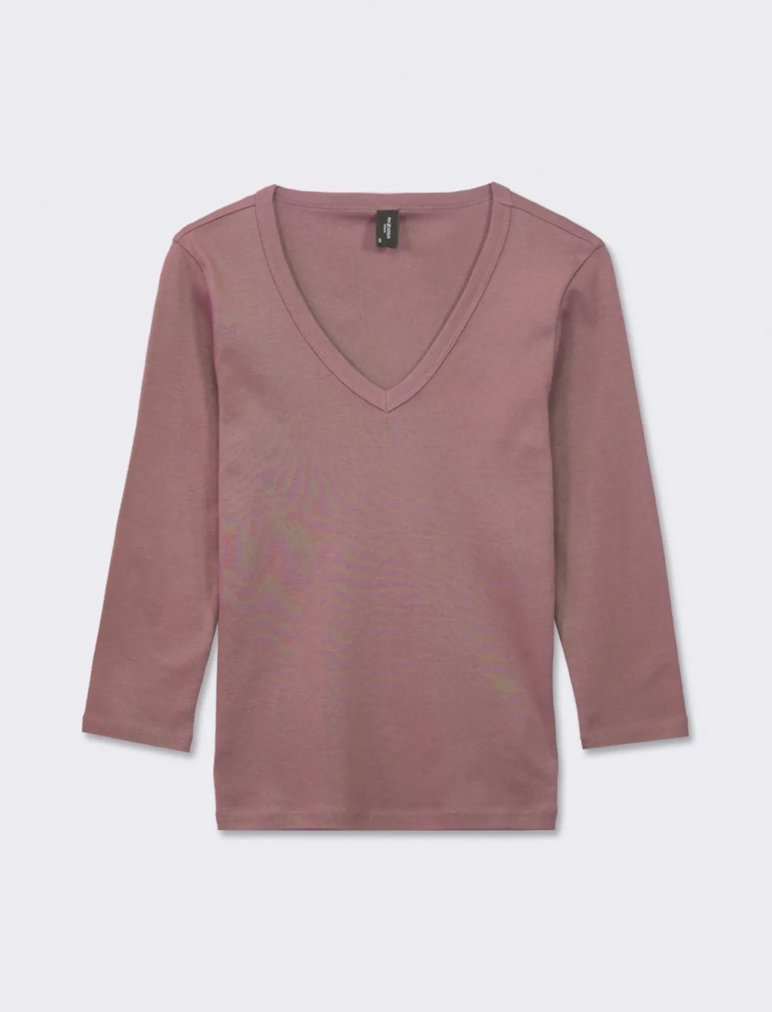 Donna Piazza Italia Donna|Maglieria<Maglietta basic scollo a V manica lunga in cotone a costina - malva