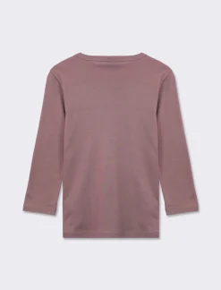 Donna Piazza Italia Donna|Maglieria<Maglietta basic scollo a V manica lunga in cotone a costina - malva