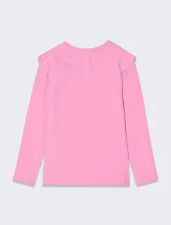 Piazza Italia Neonata<Maglietta da neonata a manica lunga con inserti di rouches alle spalle e stampa con applicazioni -