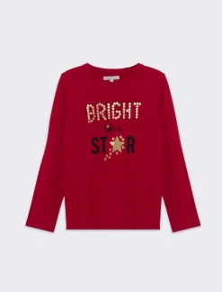 Piazza Italia Bambina|T-Shirt E Top<Maglietta girocollo con stampa colorata e lucida - Rosso