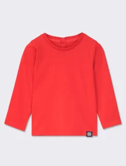 Piazza Italia T-Shirt E Top<Maglietta girocollo manica lunga in cotone, tinta unita con etichetta tessita al fondo -