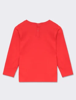 Piazza Italia T-Shirt E Top<Maglietta girocollo manica lunga in cotone, tinta unita con etichetta tessita al fondo -