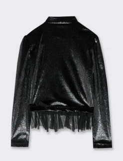 Piazza Italia Bambina|T-Shirt E Top<Maglietta in tessuto brillante con inserto - Nero