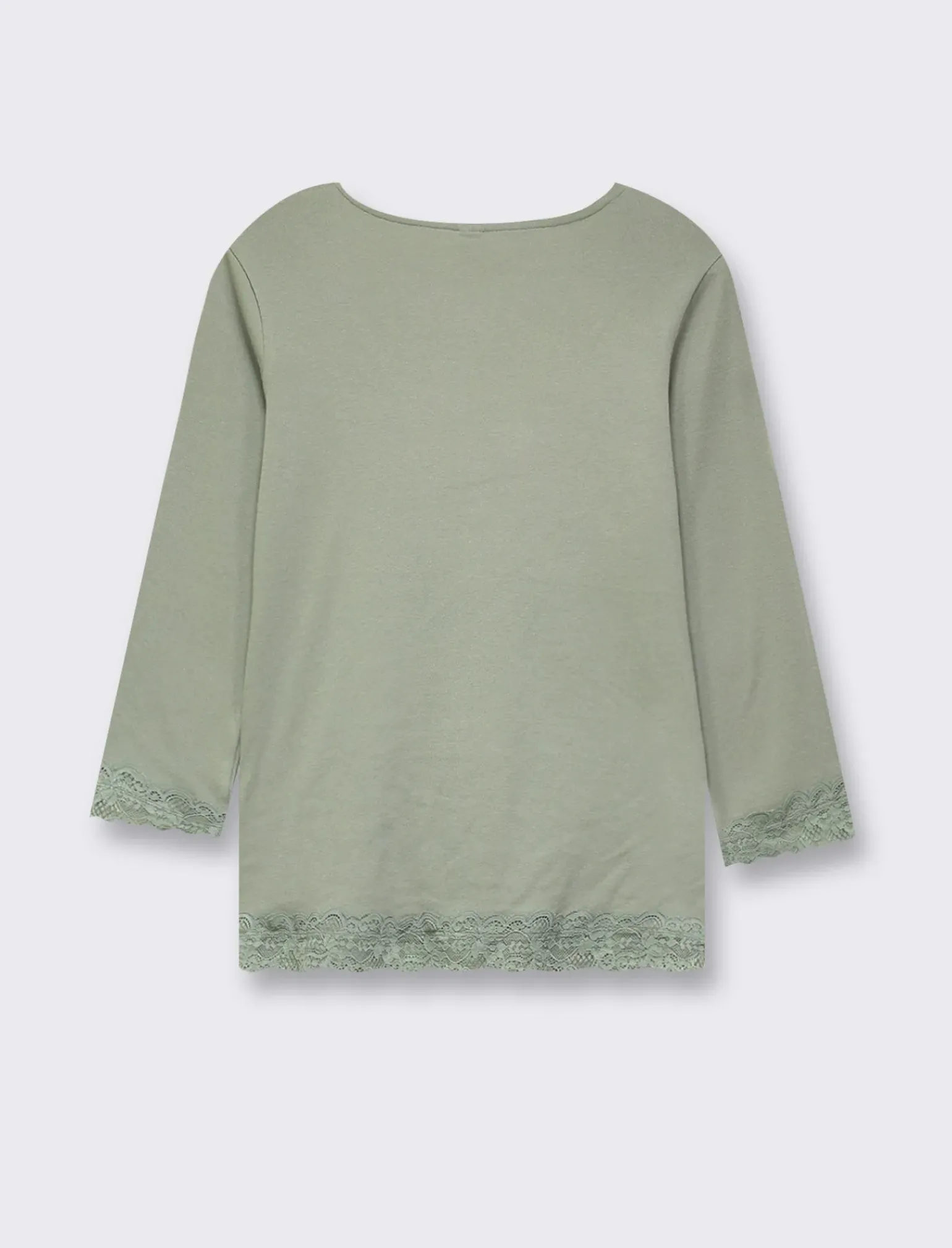 Donna Piazza Italia Donna|Maglieria<Maglietta manica lunga a costina con pizzo e motivo floreale - foresta