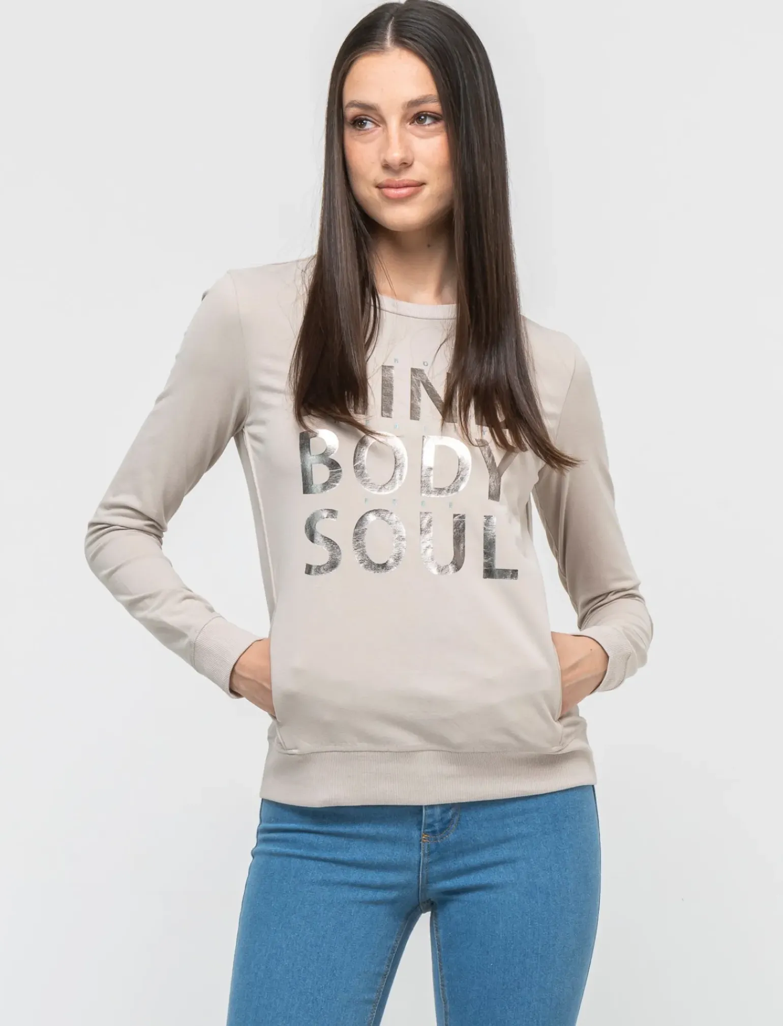 Donna Piazza Italia Donna|Maglieria<Maglietta manica lunga in tessuto morbido elasticizzato - Sabbia