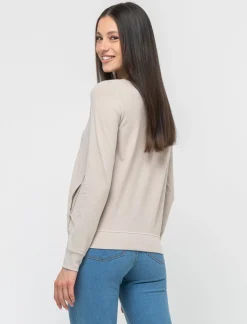 Donna Piazza Italia Donna|Maglieria<Maglietta manica lunga in tessuto morbido elasticizzato - Sabbia