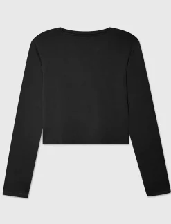 Donna Piazza Italia Donna|Maglieria<Maglietta manica lunga in tessuto elastico a costine -