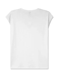 Piazza Italia Maglietta mezza manica in tessuto slub di cotone scollo a V - latte Bianco Best Sale