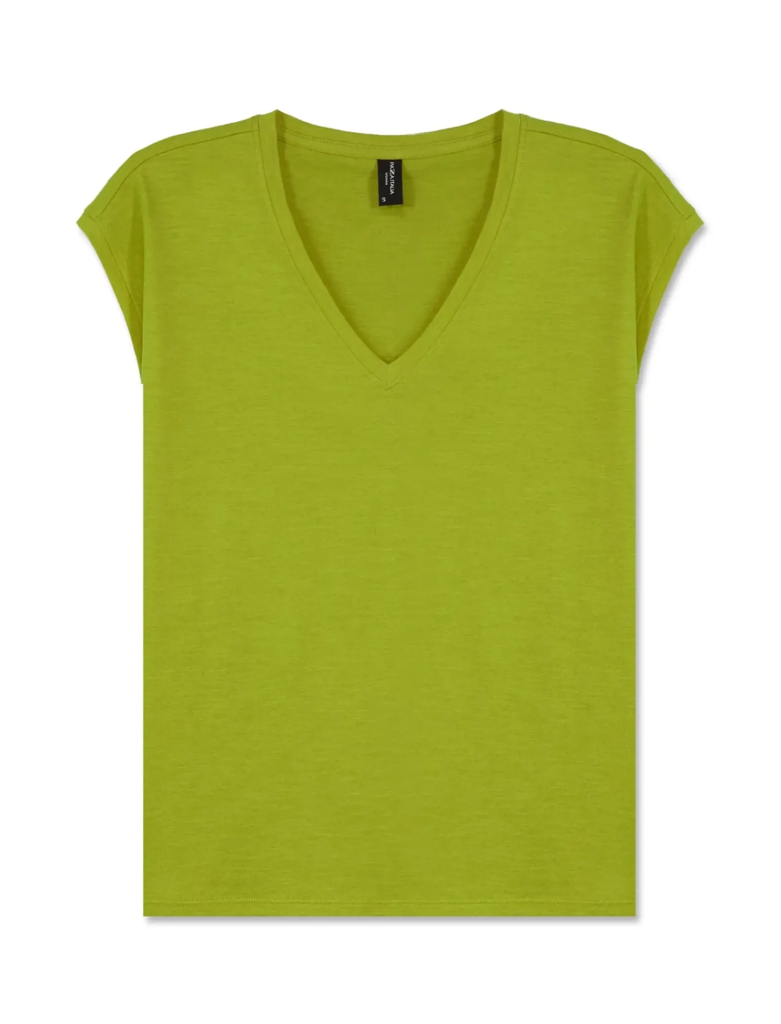 Donna Piazza Italia Donna|T-Shirt E Top<Maglietta mezza manica in tessuto slub di cotone scollo a V - pistacchio
