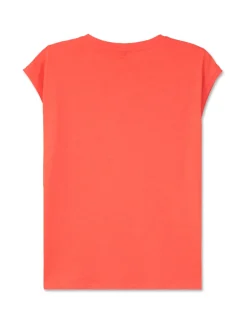 Donna Piazza Italia Donna|T-Shirt E Top<Maglietta mezza manica in tessuto slub di cotone scollo a V - Corallo