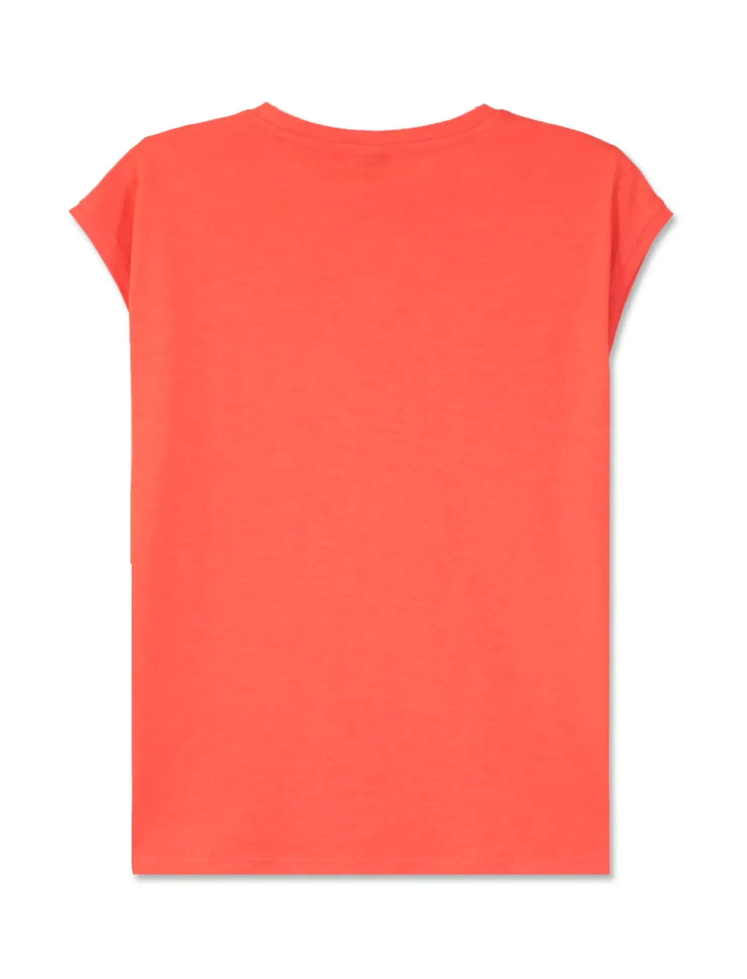 Piazza Italia Maglietta mezza manica in tessuto slub di cotone scollo a V - Corallo Arancione Flash Sale