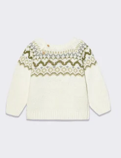 Piazza Italia Neonato|Maglieria<Maglioncino con intarsio frontale e abbottonatura posteriore - panna