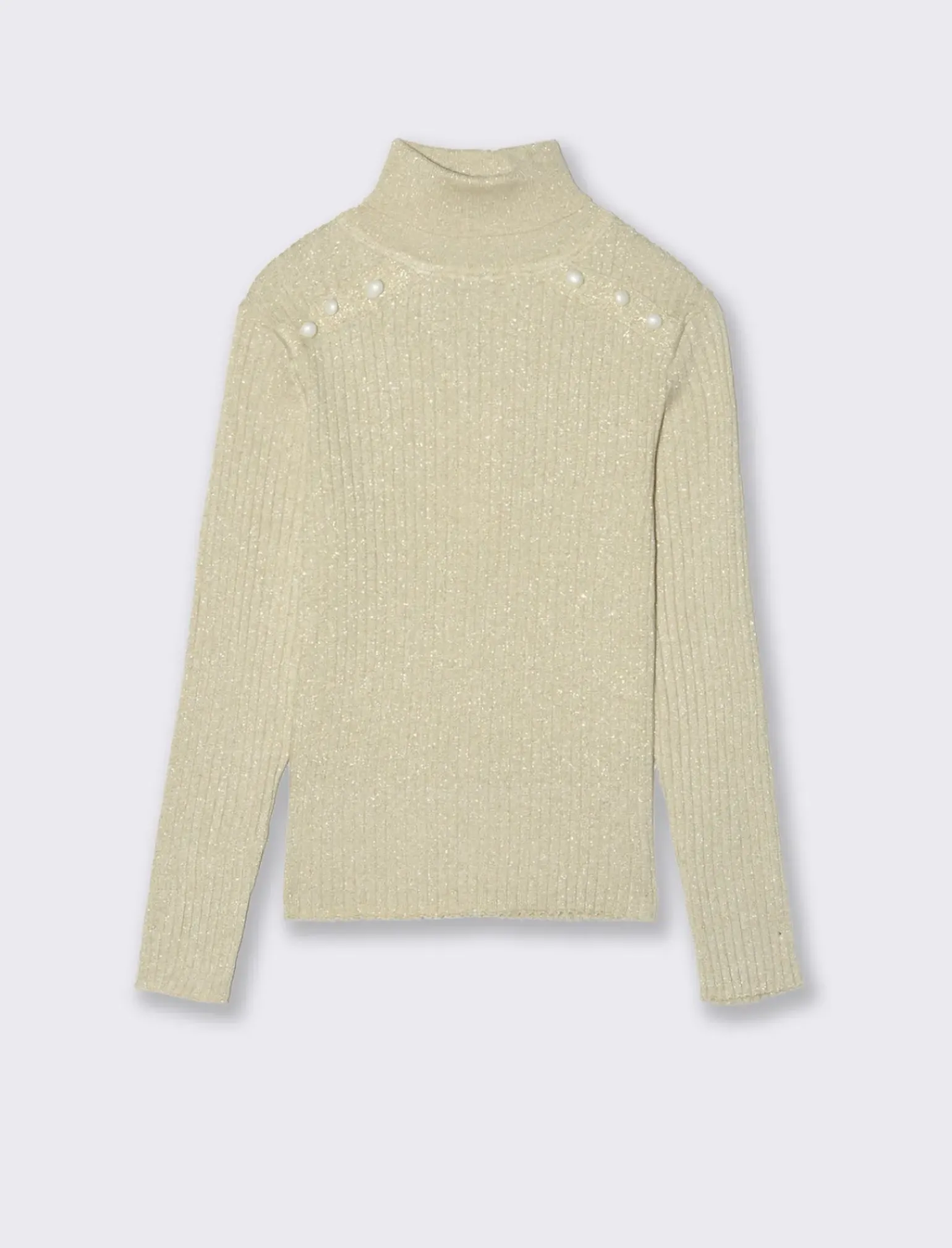 Piazza Italia Bambina|Maglieria<Maglioncino da bambina con filo metallizzato e bottoni mezza perla - Beige