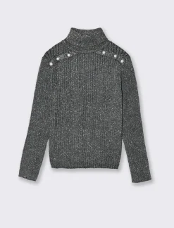 Piazza Italia Bambina|Maglieria<Maglioncino da bambina con filo metallizzato e bottoni mezza perla - Nero