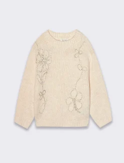 Piazza Italia Neonata<Maglioncino da neonata in tessuto mano calda con applicazione frontale -