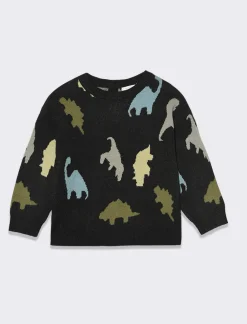 Piazza Italia Neonato|Maglieria<Maglioncino girocollo con all over in jacquard e stampa -