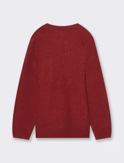 Bambino Piazza Italia Bambino|Maglieria<Maglione con tasca e dettaglio bottoncino - Bordeaux