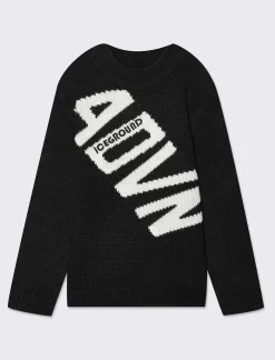 Bambino Piazza Italia Bambino|Maglieria<Maglione girocollo da bambino con scritta maxi jacquard frontale -