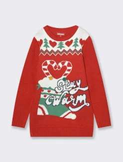 Piazza Italia Bambina|Maglieria<Maglione lungo natalizio da bambina -