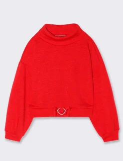 Piazza Italia Bambina|Maglieria<Maglione rosso con dettaglio gioiello - Rosso