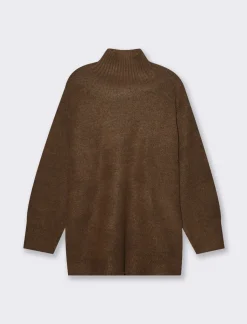 Donna Piazza Italia Donna|Maglieria<Moglia modello maxipull con collo alto - Marrone tabacco