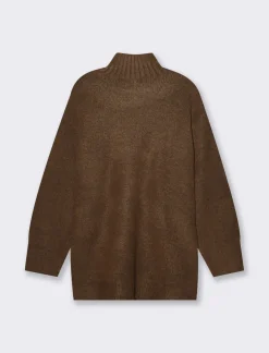 Donna Piazza Italia Donna|Maglieria<Moglia modello maxipull con collo alto - Marrone tabacco