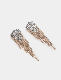 Donna Piazza Italia Donna|Bigiotteria<Orecchini a cascata da donna con strass modello baguette -
