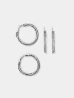 Donna Piazza Italia Donna|Bigiotteria<Orecchini da donna 2 paia con cerchi e pendenti -