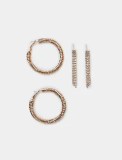 Donna Piazza Italia Donna|Bigiotteria<Orecchini da donna 2 paia con cerchi e pendenti -