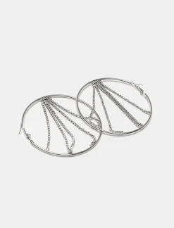 Donna Piazza Italia Donna|Bigiotteria<Orecchini da donna modello cerchio con perle e strass -