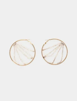 Donna Piazza Italia Donna|Bigiotteria<Orecchini da donna modello cerchio con perle e strass -