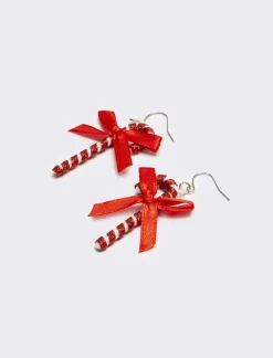 Donna Piazza Italia Bigiotteria<Orecchini da donna natalizi modello bastoncino - Rosso-bianco