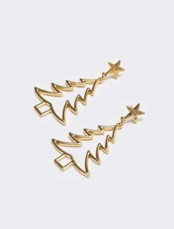 Donna Piazza Italia Bigiotteria<Orecchini da donna natalizi con albero o scritta - Oro