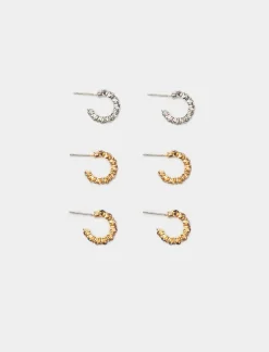 Donna Piazza Italia Donna|Bigiotteria<Orecchini da donna set 3 paia di cerchietti strass -