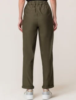 Donna Piazza Italia Donna|Pantaloni<Panatole modello jogger in tessuto elasticizzato con elastico e coulisse tampata in vita - Ve.milit.